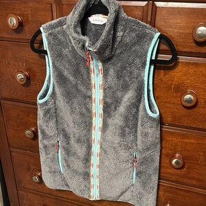 Orvis Charcoal Fleece Vest with Teal Trim